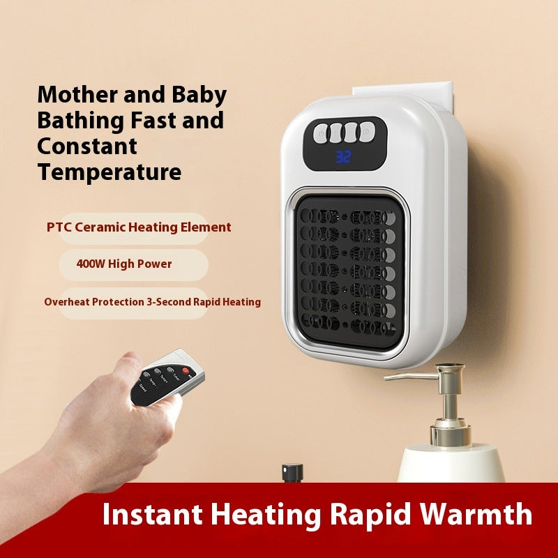 Wall-Mounted Mini Electric Heater – Silent Adjustable Thermostat with Remote Control for Home, Office & Bathroom