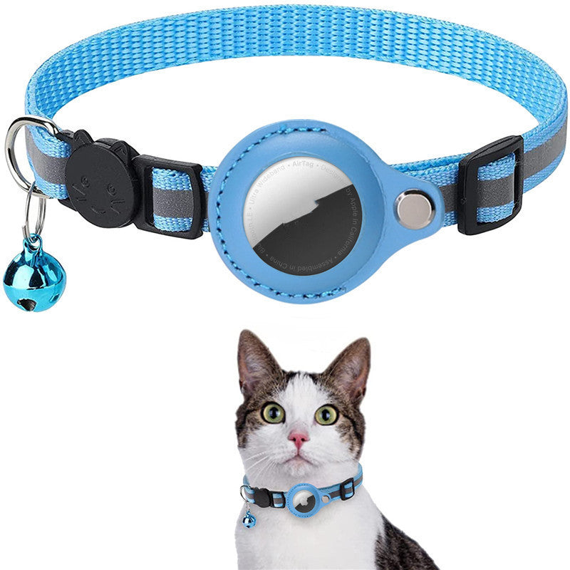 Reflective Waterproof Nylon Collar with AirTag Holder – Smart Pet Tracker for Dogs & Cats