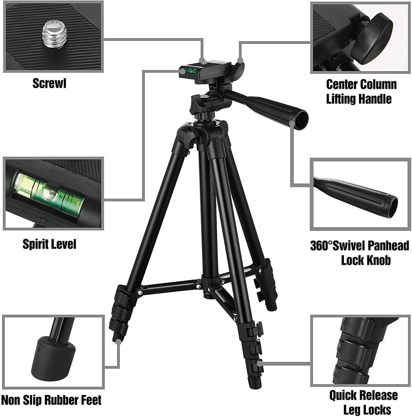 Portable DSLR & Phone Tripod – Lightweight Micro Single Camera Tripod Compatible with Apple Devices