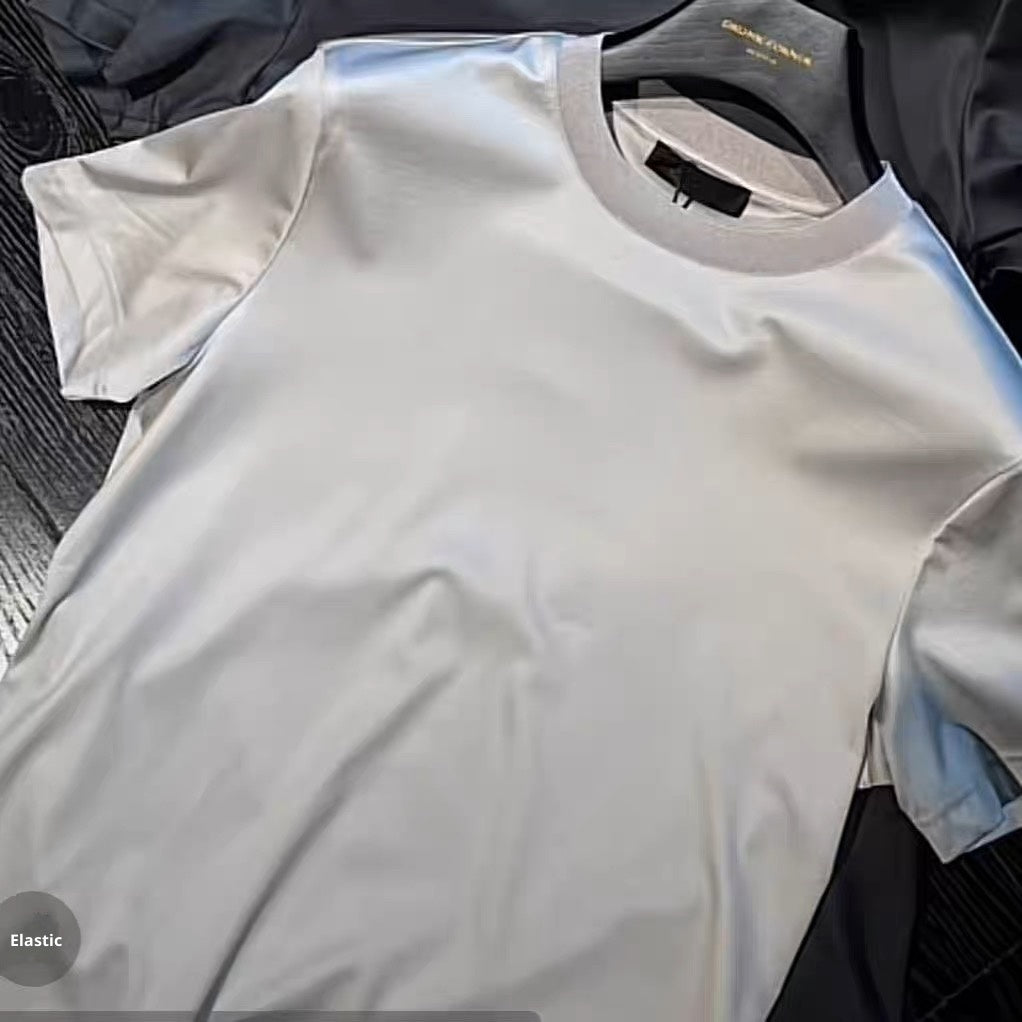 Men’s Ice Silk Soft Breathable Round Neck Short Sleeve T-Shirt – Lightweight Summer Top