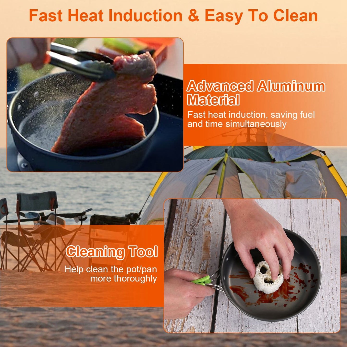 16PCS Camping Cookware Set – Portable Aluminum Pot, Pan & Stove Kit (Pan-European Shipping)