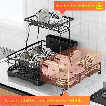 ️ Household Kitchen Metal Plate Rack – Durable Dish Organizer & Storage Solution