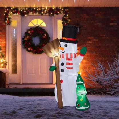 6.2FT Lighted Inflatable Snowman Holding Groom – Funny Christmas Blow-Up Yard Decoration with LED Lights