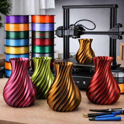 Dual Color Silk PLA Filament Set, 18 Rolls 3D Printer Filament Bundle, Glossy Shiny Finish, Smooth Printing Material