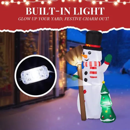 6.2FT Lighted Inflatable Snowman Holding Groom – Funny Christmas Blow-Up Yard Decoration with LED Lights