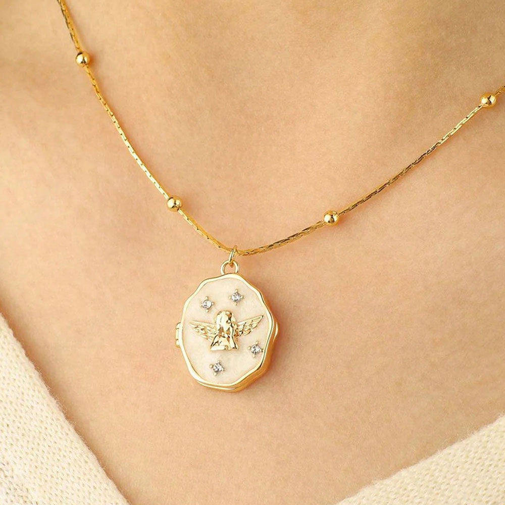 Vintage Angel Locket Necklace – Opening Photo Box Pendant for Pets & Memories