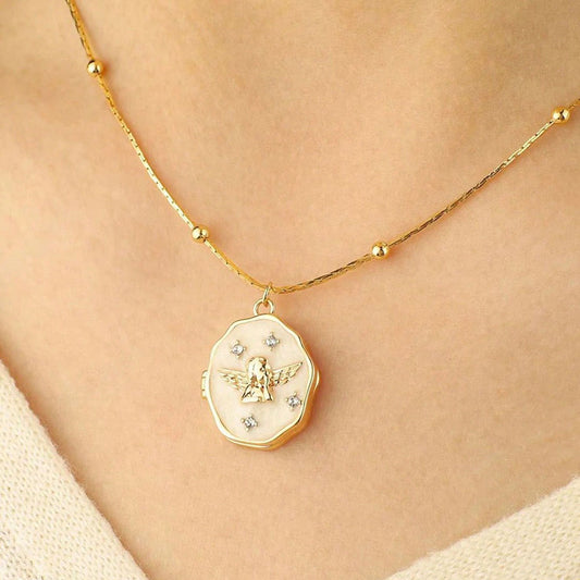 Vintage Angel Locket Necklace – Opening Photo Box Pendant for Pets & Memories