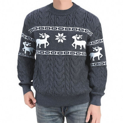 Men’s Round Neck Knitted Sweater Coat – Comfortable Winter Knitwear