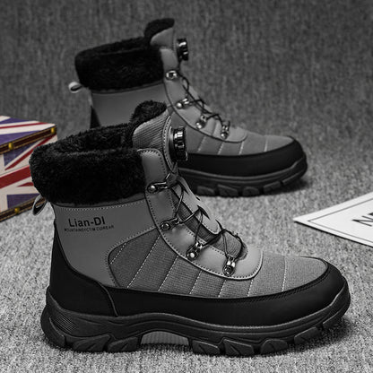Men’s Thickened Fleece-Lined Snow Boots – Warm, Waterproof & Winter-Ready Footwear