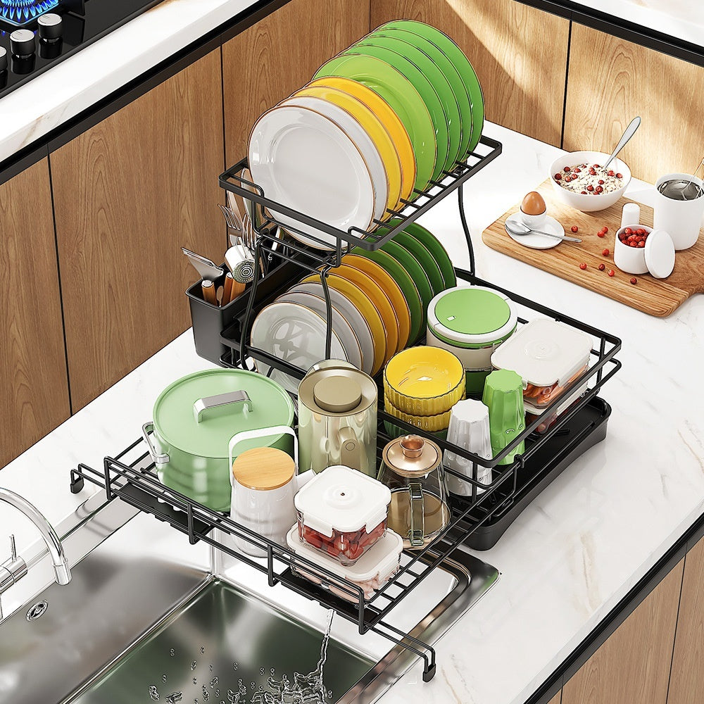 ️ Household Kitchen Metal Plate Rack – Durable Dish Organizer & Storage Solution
