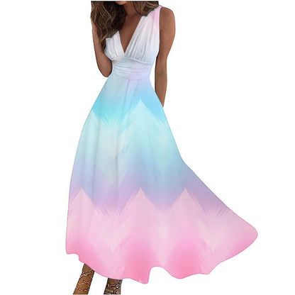 Womens Fashionable Casual V-Neck Sleeveless Dress