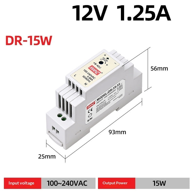 AC 220V to DC 5V/12V/24V Rail-Mount Power Supply for Industrial Use