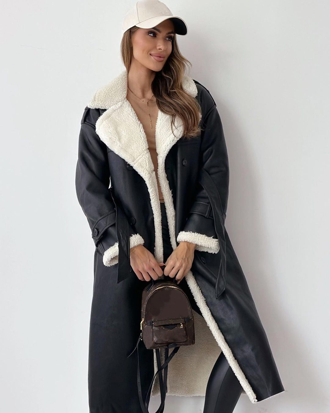 Elegant Winter Belted Trench Coat – Double-Breasted Lapel Windbreaker | Women’s Mid-Length Fashion Overcoat