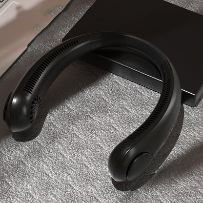Leafless Hanging Neck Fan – Portable USB Rechargeable Silent Wearable Cooler