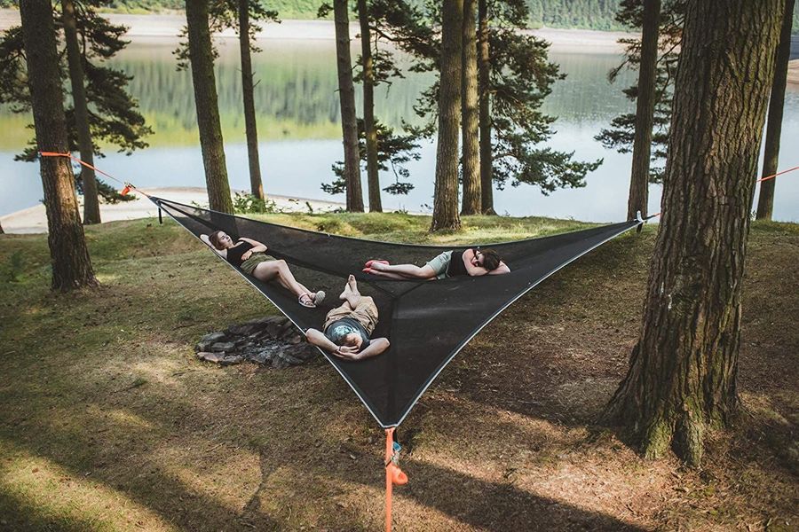 Multi-Person Triangle Hammock – 3-Point Portable Aerial Mat for Outdoor Relaxation