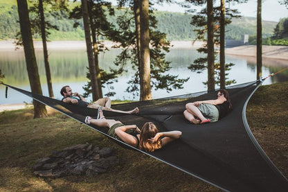 Multi-Person Triangle Hammock – 3-Point Portable Aerial Mat for Outdoor Relaxation
