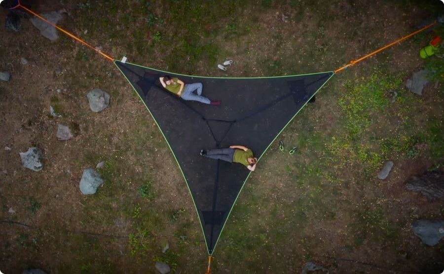 Multi-Person Triangle Hammock – 3-Point Portable Aerial Mat for Outdoor Relaxation