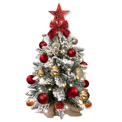 2FT Mini Flocked Christmas Tree With LED Lights – Tabletop Artificial Xmas Decor for Home & Office