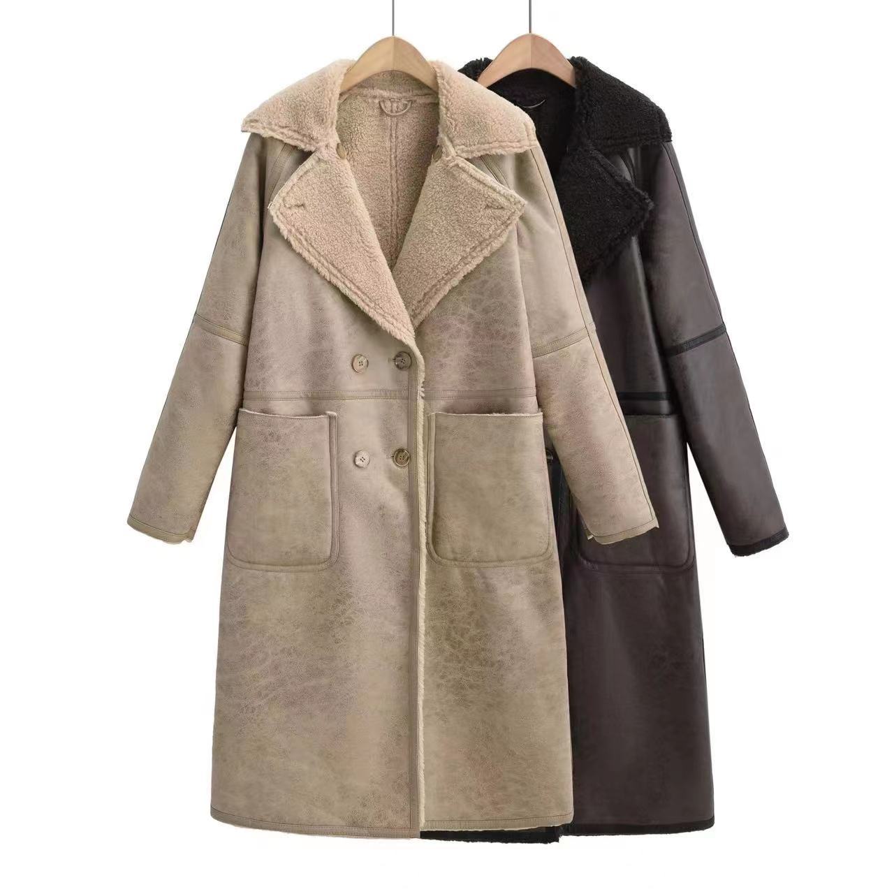 Elegant Winter Belted Trench Coat – Double-Breasted Lapel Windbreaker | Women’s Mid-Length Fashion Overcoat