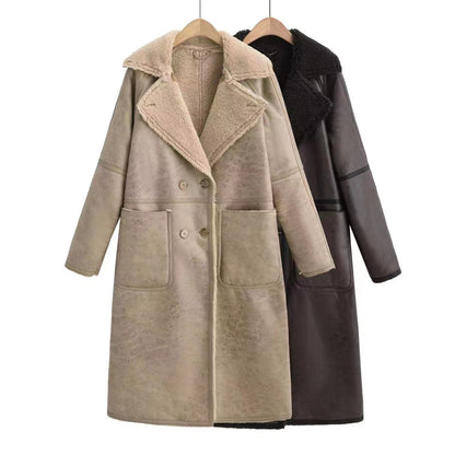 Elegant Winter Belted Trench Coat – Double-Breasted Lapel Windbreaker | Women’s Mid-Length Fashion Overcoat
