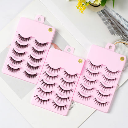 5 Pairs Manga-Style Wispy Lashes – Natural Anime Cosplay Korean Makeup Eyelash Set