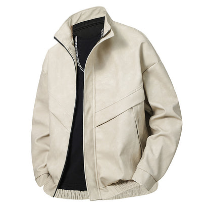 Men’s Slim Fit Leather Coat – Stylish All-Matching Casual Fashion Jacket