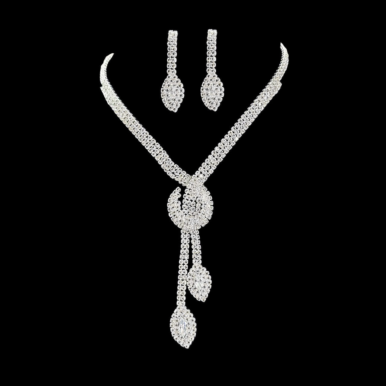 Women’s Luxury Sparkling Full-Diamond Jewelry Set – Shining Necklace & Earrings Two-Piece Collection