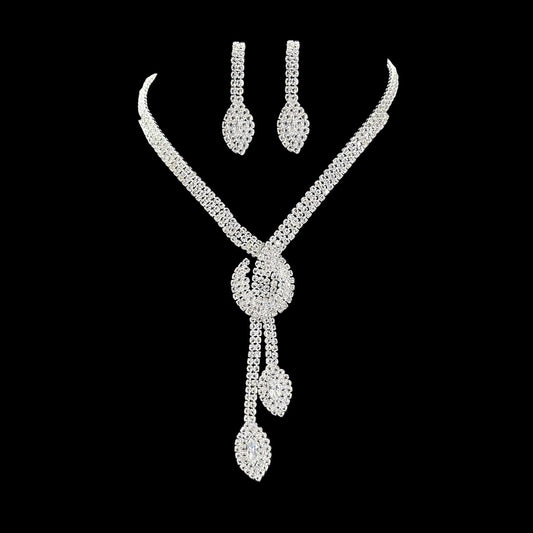 Women’s Luxury Sparkling Full-Diamond Jewelry Set – Shining Necklace & Earrings Two-Piece Collection