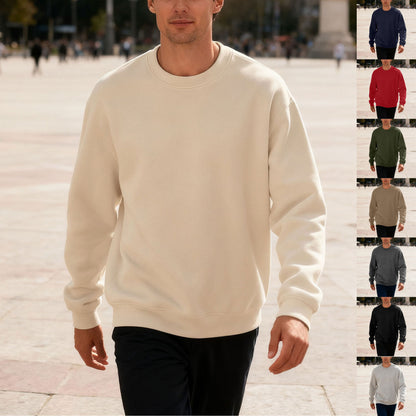Men’s Oversized Solid Color Round Neck Top – Loose Fit Casual Streetwear Shirt