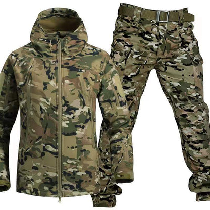 Elite Shark Skin Tactical Thermal Jacket – Camouflage, Windproof & Thickened Outdoor Suit