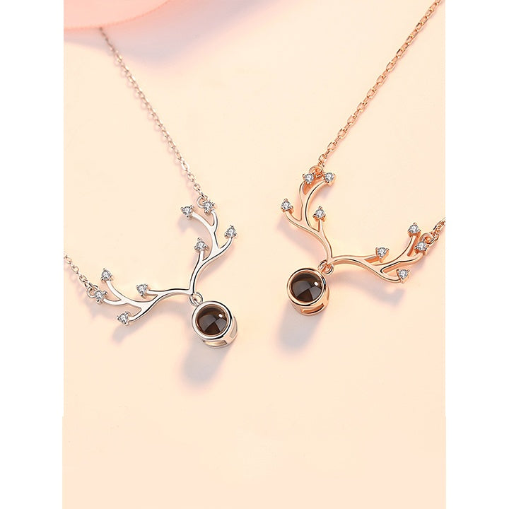 Custom Stainless Steel Projection Necklace – Personalized Letter Crystal Pendant | Photo & Message Jewelry Gift