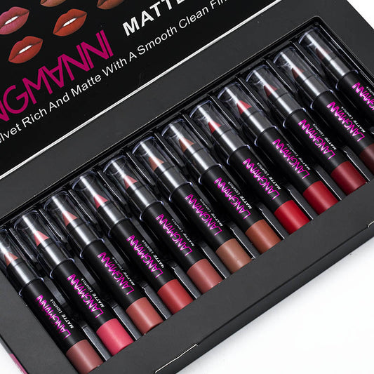 12-Piece Long-Lasting Lipstick Set – Multi-Color Matte & Cream Collection