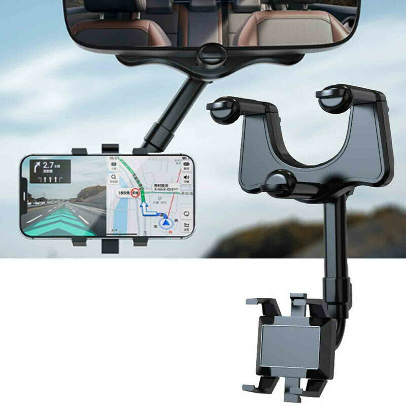 360° Rearview Mirror Phone Holder – Swivel Navigation Bracket for Cars