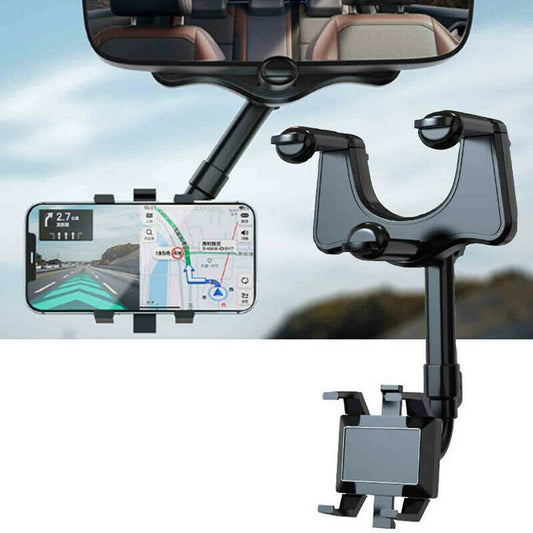 360° Rearview Mirror Phone Holder – Swivel Navigation Bracket for Cars