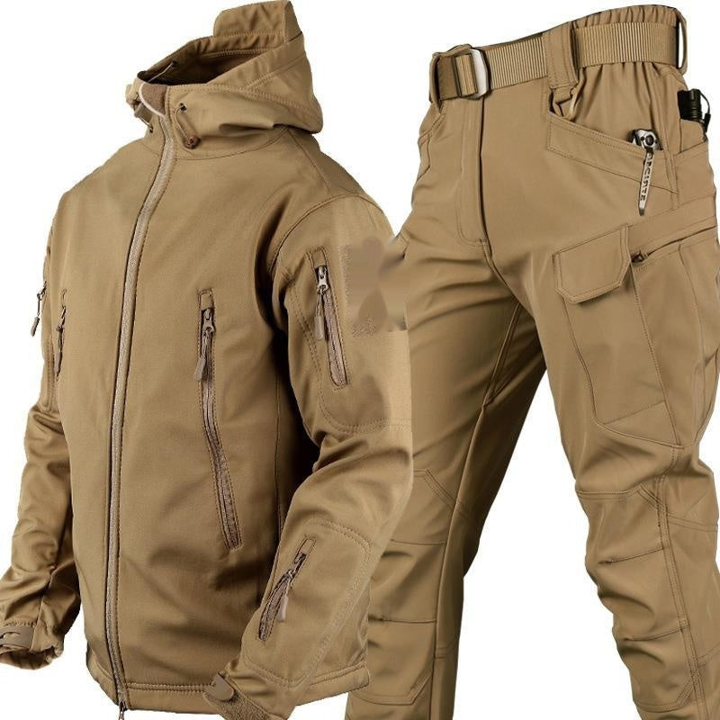 Elite Shark Skin Tactical Thermal Jacket – Camouflage, Windproof & Thickened Outdoor Suit