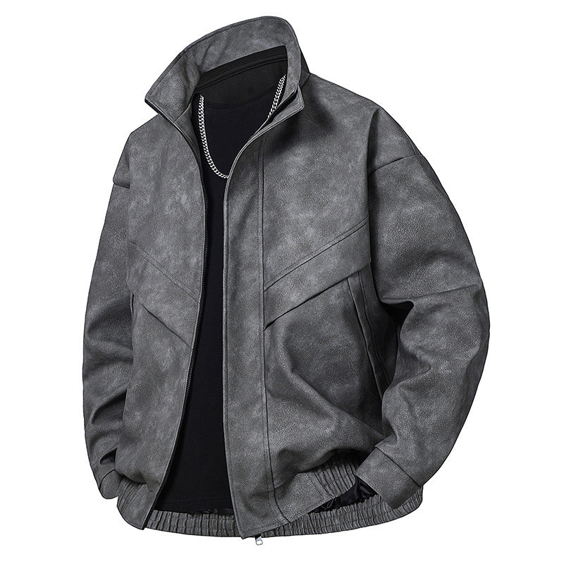 Men’s Slim Fit Leather Coat – Stylish All-Matching Casual Fashion Jacket