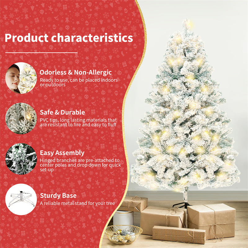 Artificial Snow Christmas Tree – Frosted PVC Cedar Holiday Decor