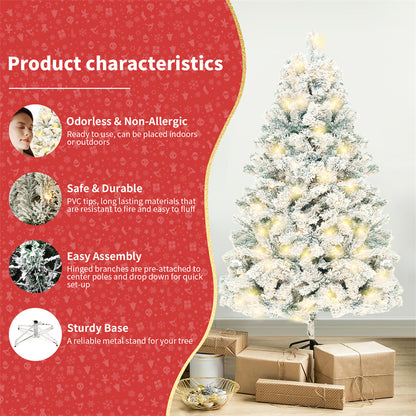Artificial Snow Christmas Tree – Frosted PVC Cedar Holiday Decor