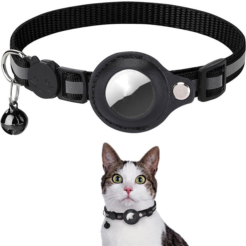 Reflective Waterproof Nylon Collar with AirTag Holder – Smart Pet Tracker for Dogs & Cats