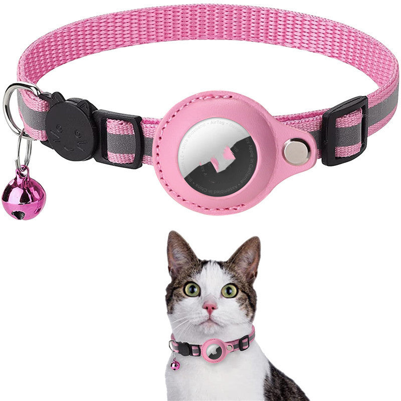 Reflective Waterproof Nylon Collar with AirTag Holder – Smart Pet Tracker for Dogs & Cats