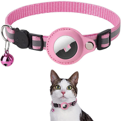 Reflective Waterproof Nylon Collar with AirTag Holder – Smart Pet Tracker for Dogs & Cats