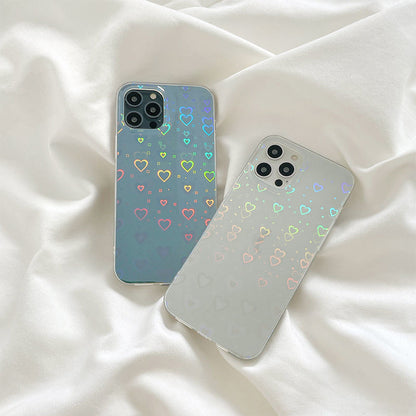Laser Love Gradient Silicone Phone Case – Double-Sided Soft Coated, Shockproof & Stylish Cover