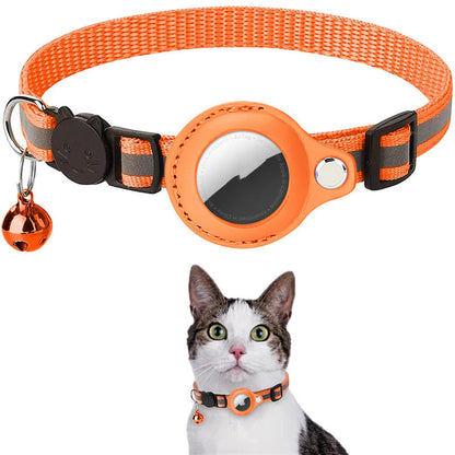 Reflective Waterproof Nylon Collar with AirTag Holder – Smart Pet Tracker for Dogs & Cats