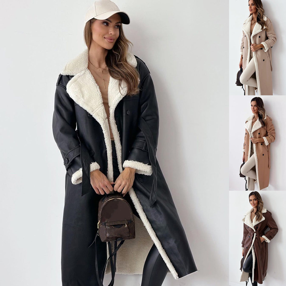Elegant Winter Belted Trench Coat – Double-Breasted Lapel Windbreaker | Women’s Mid-Length Fashion Overcoat
