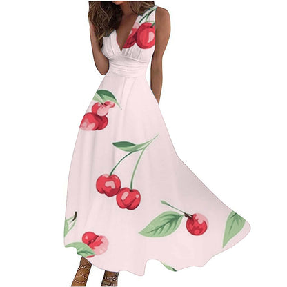 Womens Fashionable Casual V-Neck Sleeveless Dress