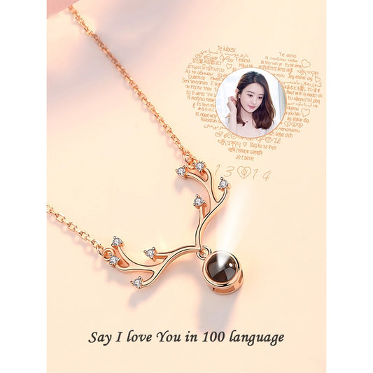 Custom Stainless Steel Projection Necklace – Personalized Letter Crystal Pendant | Photo & Message Jewelry Gift