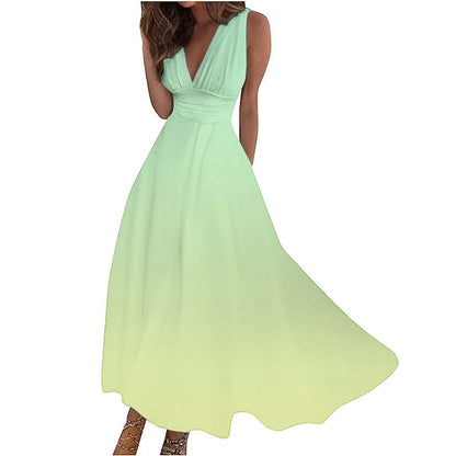 Womens Fashionable Casual V-Neck Sleeveless Dress