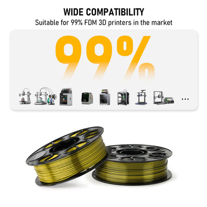 Dual Color Silk PLA Filament Set, 18 Rolls 3D Printer Filament Bundle, Glossy Shiny Finish, Smooth Printing Material