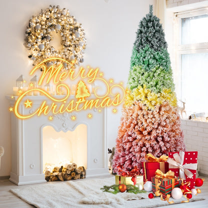 6FT / 7.5FT Artificial Rainbow Christmas Tree – Hinged Design with Colorful PVC Branch Tips (Unlit)