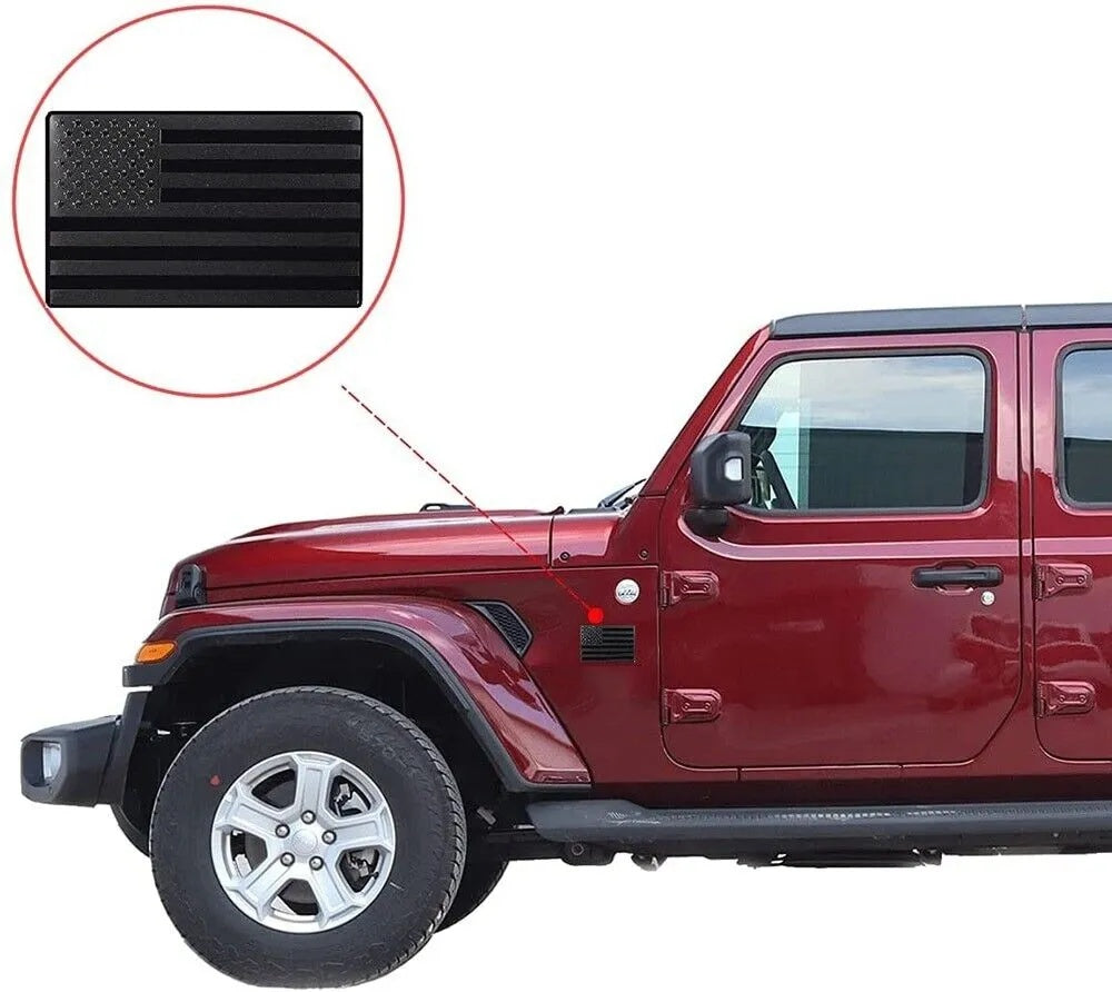 2PCS American Flag Car Emblem – Black Edition